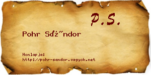Pohr Sándor névjegykártya
